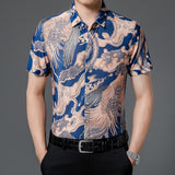National Style Men's Shirt Fashion Personalized Print Short Sleeve Shirts Summer Summer NightClub Blouse Holiday Business Hawaii