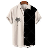 Men's 3D Print Summer Short Clothes Coconut Casual Beach Lapel Luxury Shirt Loose And Breathable Sleeve Retro Top Harajuku