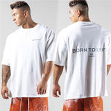 Summer Men's Loose Cotton Gym Shirt Sports Men's Fashion Running Workout Casual Short Sleeve Training Fitness Sports T Shirt