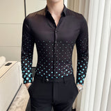 Fashion Print Shirt Men Royal Retro Long Sleeve Shirts Party NightClub Tuxedo Shirts Casual Slim Fit Streetwear Homme
