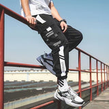 Streetwear Spring Casual Men's Pants Cotton Harem Ribbons Joggers Men Patchwork Fashion Ankle Length Jogger Pants For Boys