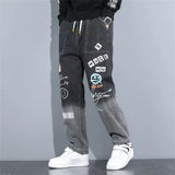 Fashion Jeans Men Loose Cartoon Trousers Neutral Jean Streetwear Casual Summer Pure Wide Jeans Man Women Pants Hip Hop