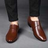 Men Leather Shoes Formal Dress Shoes for Male Plus Size Party Wedding Office Work Shoes Slip on Business Casual Oxfords