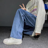 Summer thin men's fashion famous brand versatile loose straight Summer wide leg pants clothes streetwear hiphop denim