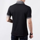 New Plus Size Summer Mens T-Shirts Fashion Slim Short Sleeve Patchwork V Neck Cotton Black T Shirt Men Button Tops & Tees