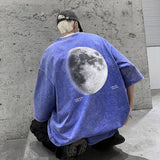 Planet Graphic Men's Short Sleeve T-shirt Vintage Oversized Fashion Casual Male T Shirt Korean Streetwear Men's Clothing