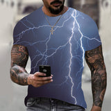 Summer New Men's Oversized T-Shirt Casual Lightning Cool 3D Digital Printed T Shirts for Men Short Sleeve Tee Free Shipping