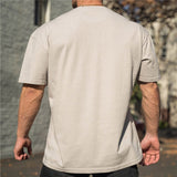 Men Gym Workout Fitness cotton Short Sleeve T-shirt Hip Hop Fitness Summer Oversized Bodybuilding Tops Sports Tees