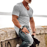 Men T Shirt 2023 Spring Summer Loose Crew Neck Short Sleeve Loose Pullover Tops Mens Casual Fashion Solid Color Tees Streetwear
