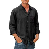 Spring Autumn New Men Cotton Shirt Fashion Stitching Long Sleeve Tops Loose Shirts For Men's Casual Lapel Male Blouse Streetwear