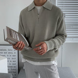 3-Color Lapel Sweater Men Warm Fashion Casual Knit Pullover Men Korean Loose Zipper Long Sleeve Sweater Mens Jumper Clothes