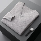 Merino Wool Sweater Men's V-neck Pullover Top Autumn Winter Knitted Casual Loose 100% Pure Wool Jacket