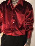 VELVET BUTTON UP COLLAR SHIRT