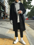 Autumn Winter Loose Casual Grey Black Soft Warm Woolen Cocoon Coat Men Lapel Double Breasted Korean Fashion