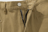 Cross Zipper Decorate Solid Black Mens Cargo Pants High Street Retro Straight Elastic Waist Casual Trousers Loose Overalls