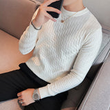 Brand Clothing Men Autumn And Winter High Quality Knitting Sweater Male Slim Fit Plaid Pullover Tight Sweater With o-Neck