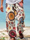 Summer Men Baggy Pants Casual Printed Design Wide Leg Trousers Retro Vintage Beach Hawaiian Plus Size Loose Pants Man Streetwear
