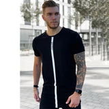 T-Shirt For Men Summer Simple Vertical Print Short-sleeved T-shirt Everyday Casual Men's Top Holiday Travel Clothing Interesting