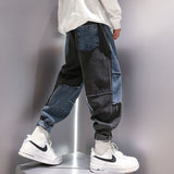 Hip Hop Patchwork Jeans Men Grunge Denim Trousers Male Loose Casual Pants Ankle Japanese Streetwear Spliced Vintage 5XL