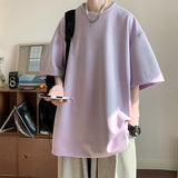 Men's Suede Short Sleeve T-shirt Vintage Loose T-shirts Women Casual Oversized T Shirt O Neck Retro Harajuku Tops Tees New