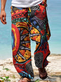 Summer Men Baggy Pants Casual Printed Design Wide Leg Trousers Retro Vintage Beach Hawaiian Plus Size Loose Pants Man Streetwear