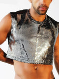 Mens Bright Silver Back Mesh Crop Top