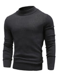 New Winter Men's Mock Neck Sweater Fashion Solid Color Warm Knitted Pullovers Men Casual Elastic Sweaters Male Autumn Knitwear