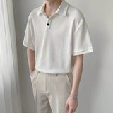 Summer Men Clothing Short Sleeve Polo Shirt Trendy Casual Solid Color Lapel Button Up Designer Shirt Men T-shirt
