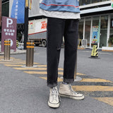 Summer Slim Fit Jeans for Mens Streetwear Korean Designer Regular Distressed Denim Slim Homme Pants Hip Hop Hole Jeans Trousers