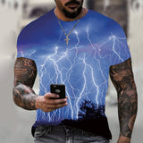 Summer New Men's Oversized T-Shirt Casual Lightning Cool 3D Digital Printed T Shirts for Men Short Sleeve Tee Free Shipping
