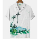 Harajuku Feather Hawaiian Men's Shirt Printed Short Sleeve Casual White Street Summer Beach Shirts For Men Clothing  Summer