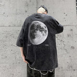 Planet Graphic Men's Short Sleeve T-shirt Vintage Oversized Fashion Casual Male T Shirt Korean Streetwear Men's Clothing