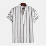 Summer Striped Shirts Men's Hawaiian Shirts Striped Graphic Clothing Short Sleeve Tops Streetwear Oversized For Men Henleys