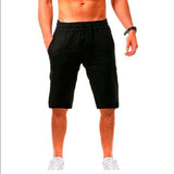 Men's Cotton Linen Shorts Pants Male Summer Breathable Solid Color Linen Trousers Fitness Streetwear S-4XL