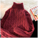 Autumn Winter Men's Thick Sweater Thick Solid Color Turtleneck Collar Long Sleeve Warm  Basic Classical  Knit Sweater