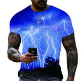 Summer New Men's Oversized T-Shirt Casual Lightning Cool 3D Digital Printed T Shirts for Men Short Sleeve Tee Free Shipping