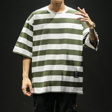 New Fashion Men's T Shirt Summer O-Neck Short Sleeve Striped T-Shirt Mens Oversized Casual Hip Hop Top Tees Streetwears 5XL