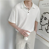 Summer Men Clothing Short Sleeve Polo Shirt Trendy Casual Solid Color Lapel Button Up Designer Shirt Men T-shirt