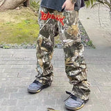 Letter Towel Embroidery Camouflage Cargos for Men Streetwear Casual Y2K Baggy Overalls Pants Oversized Unisex Spliced Trousers