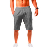 Men's Cotton Linen Shorts Pants Male Summer Breathable Solid Color Linen Trousers Fitness Streetwear S-4XL