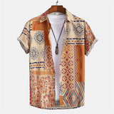 Men'S Shirts Hawaiian Striped Print Short Sleeve Casual Tops Lapel Oversized Printed Shirt Harajuku Streetwear Dazn Y2k Clothes