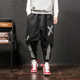 Men Hip Hop Punk Skirt Pants Fake Two Piece Joggers Leggings Mens Nightclub Stage Harem Pants Male Baggy Streetwear