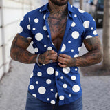 Vintage Plaid Printing Short Sleeve Mens Shirt Clothes Fashion Turn-down Collar Buttoned Tops Men's Summer Loose Casual Shirts