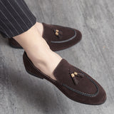 Designer  Mens Leather Casual Shoes for Men Tassel Loafers Comfortable Black Brown Moccasins suede mens shoes mocasines
