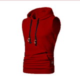 Mens Gym Hoodie Sleeveless with Mask Sweatshirt Hoodies Casual Splice Large Open-Forked Male Clothing Mask Button Sports Hooded