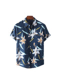 Summer Mens Hawaiian Shirt Striped Hawaii Short Sleeve Male Tops 3D Printing Dazn Clothes Floral  Blouse  Fashion