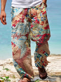 Summer Men Baggy Pants Casual Printed Design Wide Leg Trousers Retro Vintage Beach Hawaiian Plus Size Loose Pants Man Streetwear