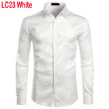 Men's Floral Black Dress Shirts Stylish New Long Sleeve Steampunk Shirt Men Party Club Bar Social Shirt Male Chemise Homme