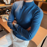 Male High End Fashion Brand Knitted Pullover Sweater Men Half Turtle Neck Autum Winter Woolen Casual Jumper Clothes S-4XL