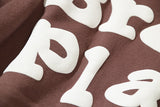 Foam Graffiti Zipper Hooded Hoodies for Men Fleece Casual Cardigan Coat Unisex Hip Hop Loose Sweatshirts